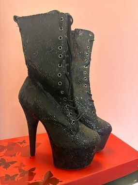 Pleaser Adore-1040SPF Black Snake Print- NEW